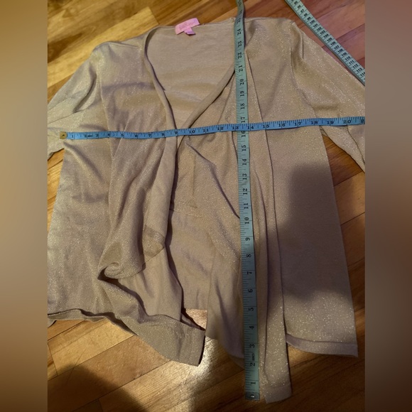 Lilly Pulitzer Gold Sparkly Open Cardigan / Sweater L - Picture 10 of 10